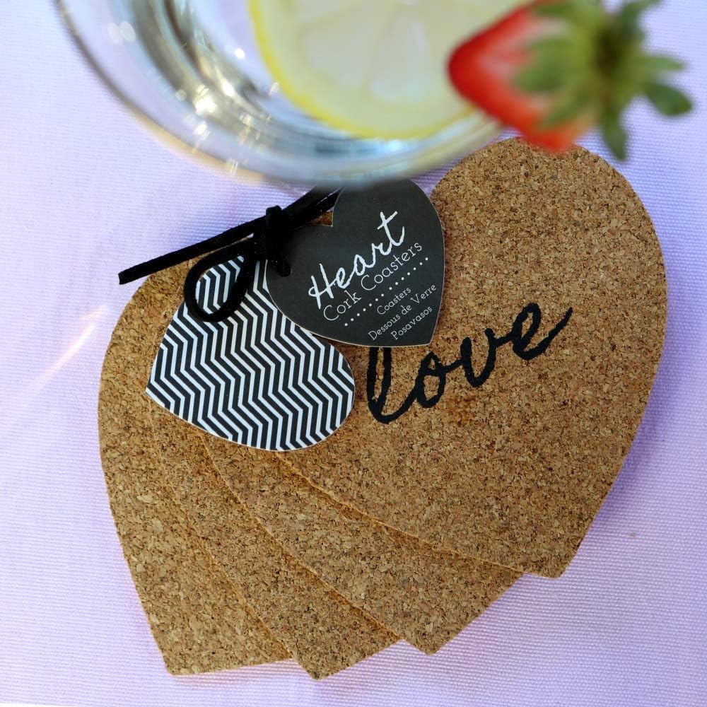 Heart Cork Coaster Table Décor or Party Favors / 4 Sets / Set of 4