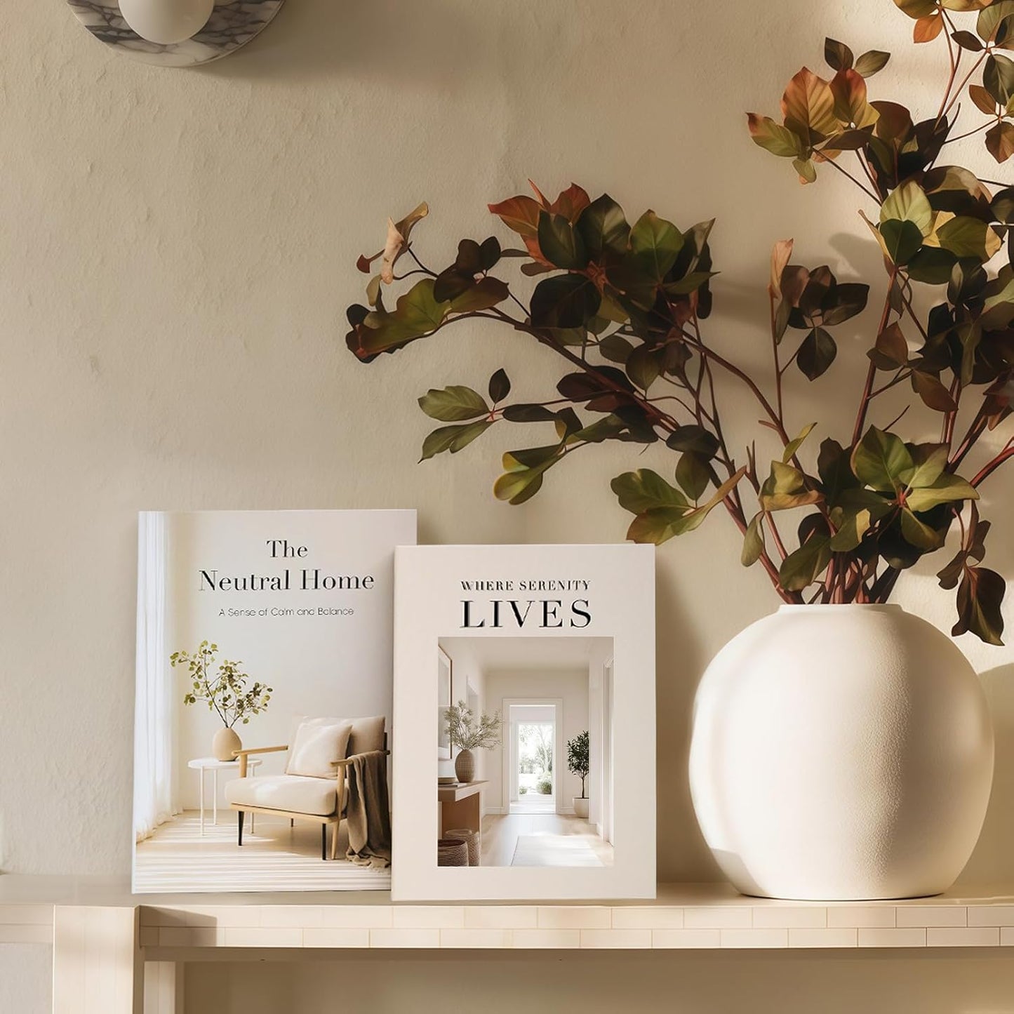 Coffee Table Book / Beige-white / Set of 2