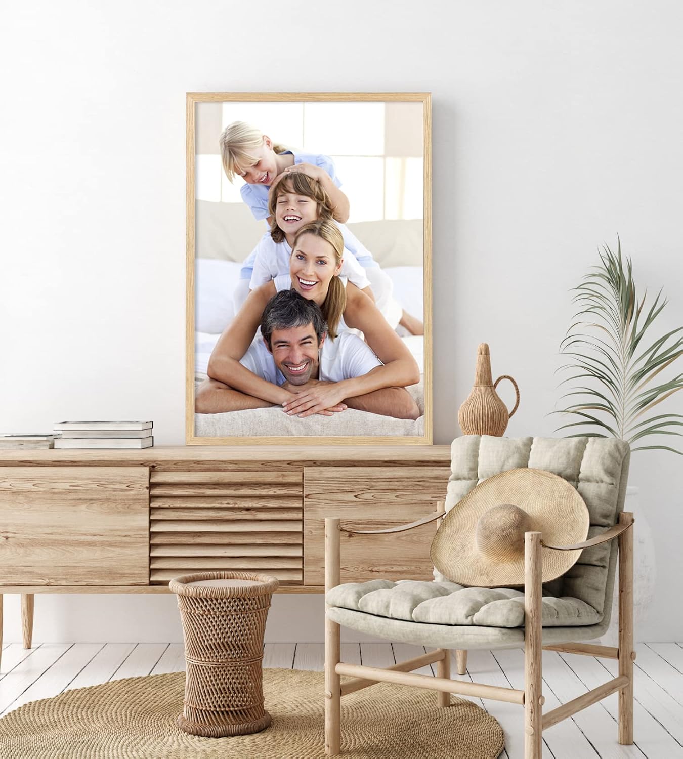 Yaetm 16x24 Picture Frame Set of 2, Natural Solid Oak Wood Poster Frame 16x24 for Wall Gallery, Horizontal and Vertical