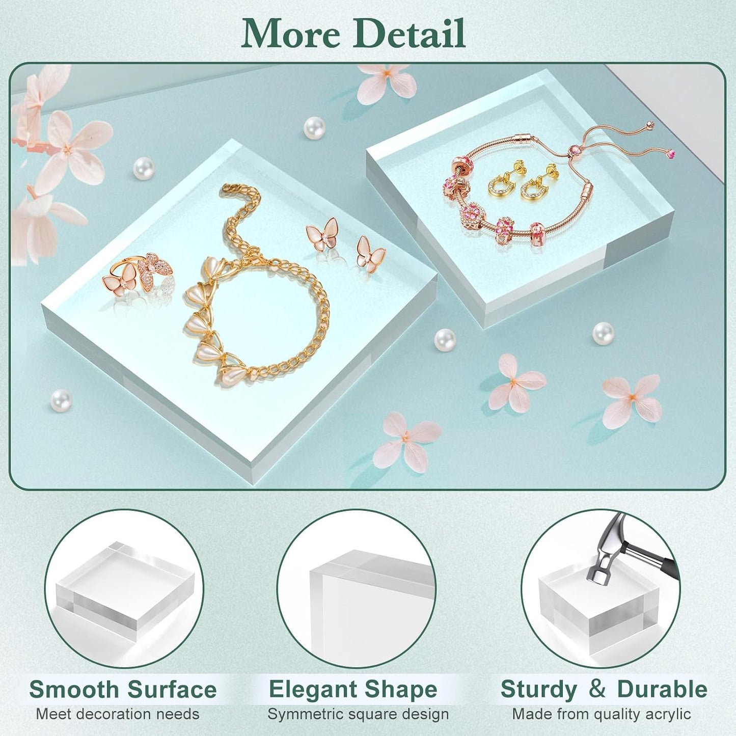 SAMYUCHO 8 Pcs 6 X 6 X 1 Inch Acrylic Blocks, Clear Square Acrylic Base | DIY Decoration for Drawing or Laser