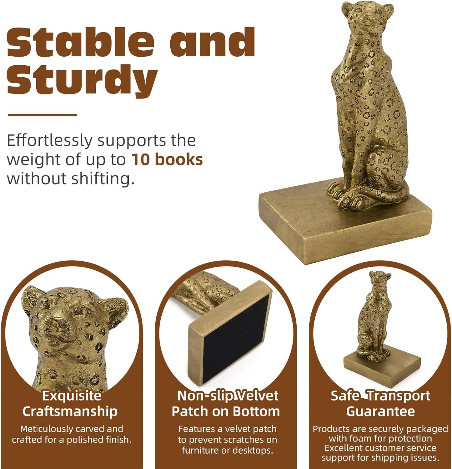 Book Ends / Gold Cheetah Bookends / Cheetah Bookends Gold