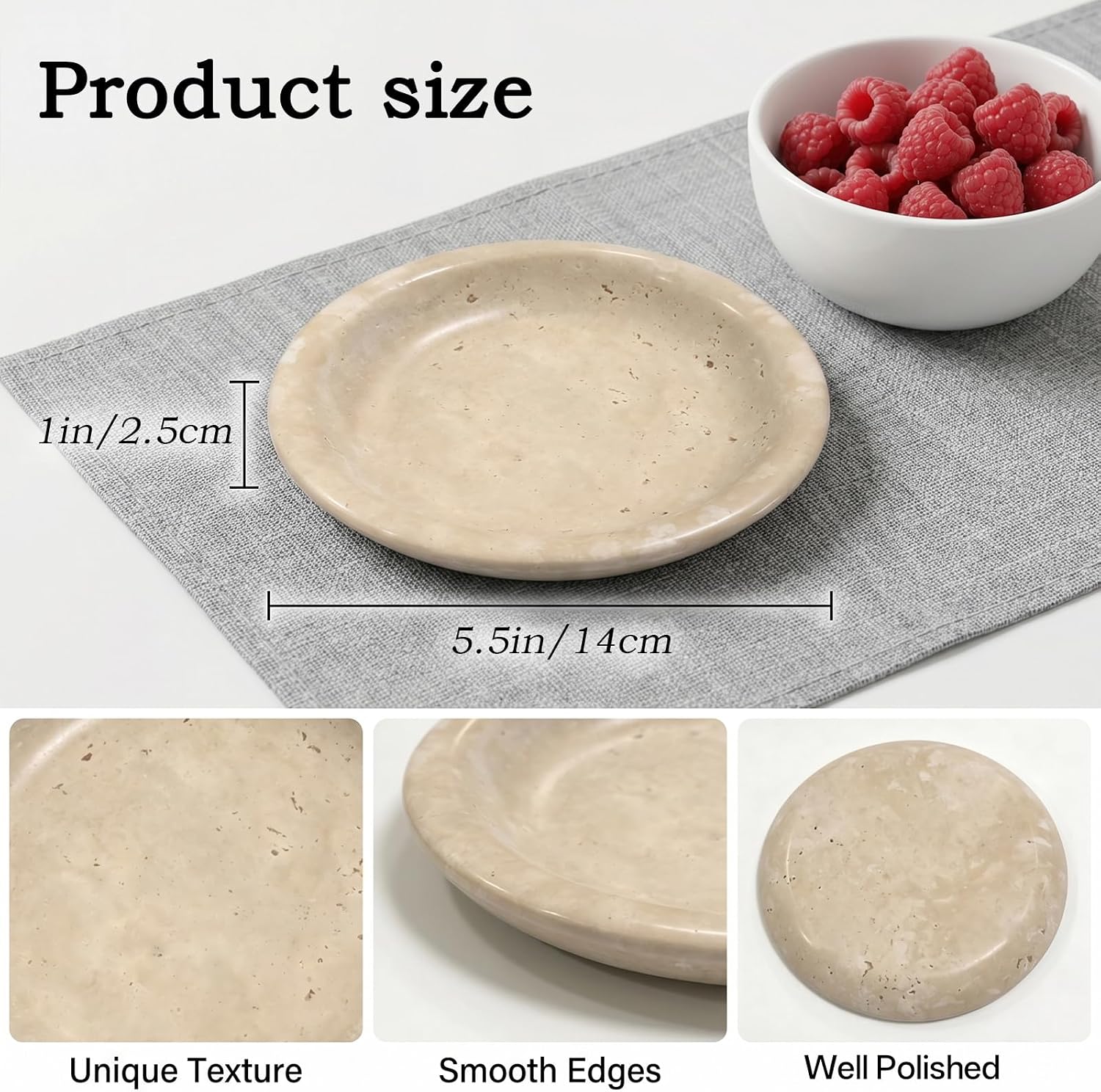 5.5" Ring Holder Tray / Beige Travertine