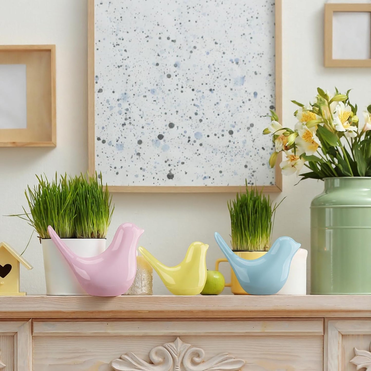 Pastel Decor Bird Figurine Statues / Cute Style / Set of 3