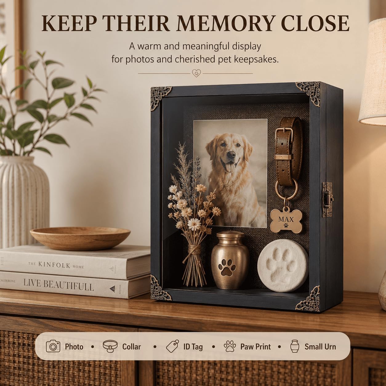 Deep Shadow Box Frame 11x14, 4.7in Depth Shadow Boxes Display Case with Soft Linen PIN Board, Vintage Charred Finish &