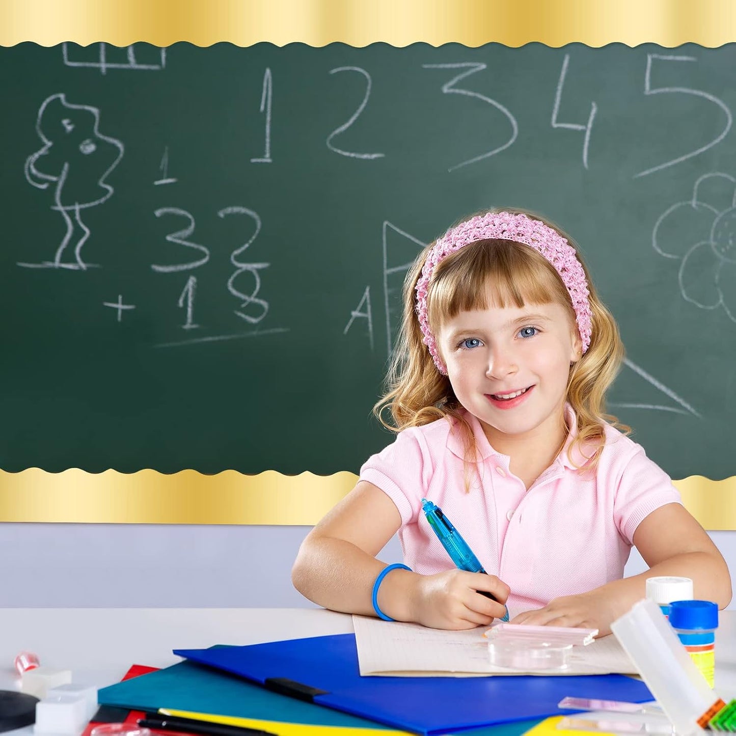 Scalloped Bulletin Board Borders Classroom Shine Decorative Scalloped Bulletin / Gold / 65.6 ft