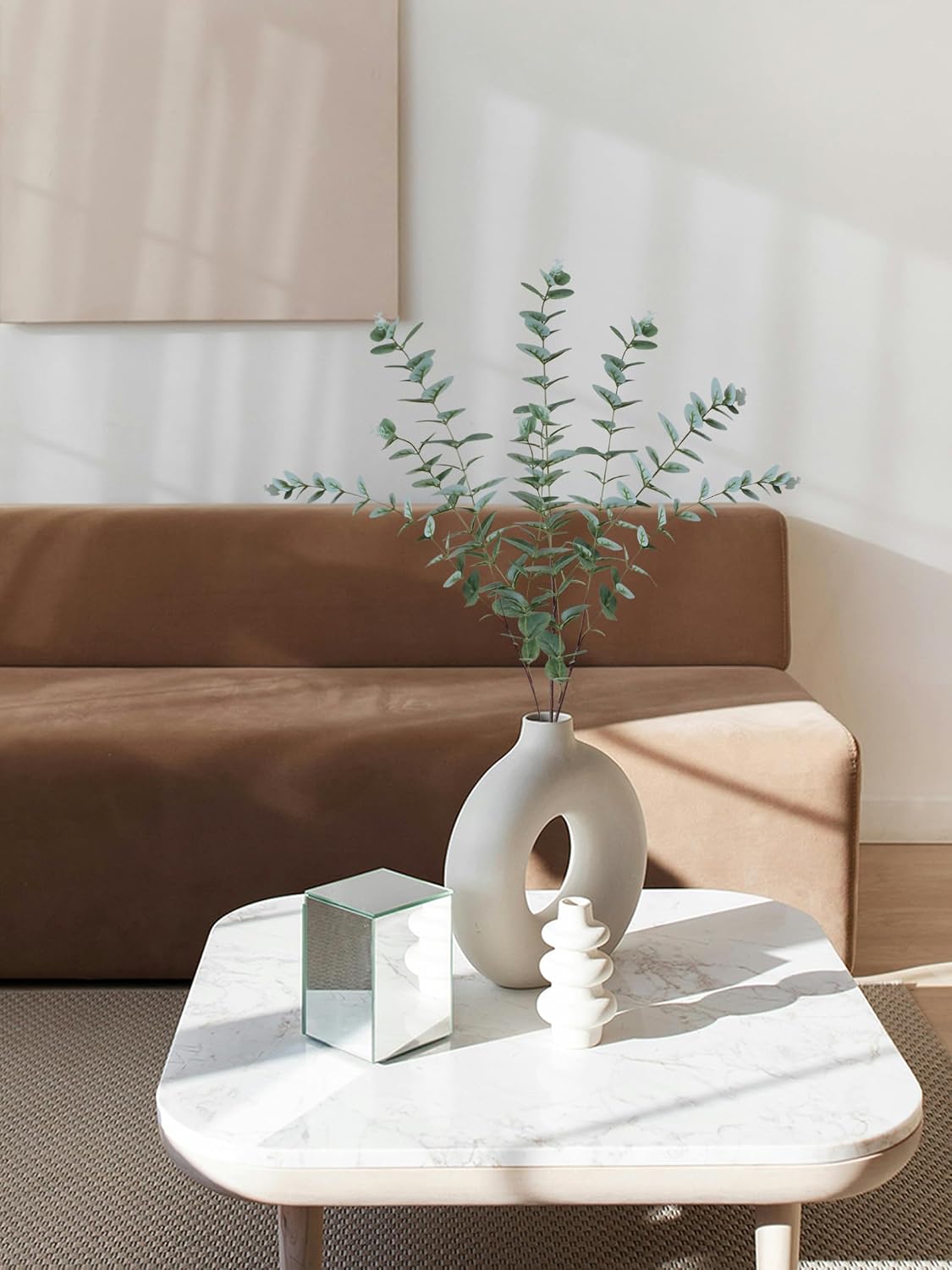 Green Fake Eucalyptus Faux Greenery Stems Silk Plants / A: 31" Tall Grey Green Eucalyptus / Set of 3