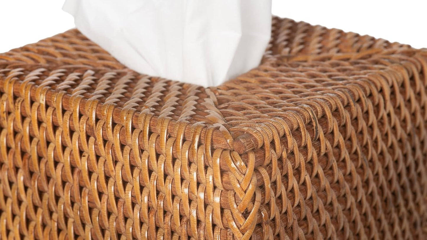 Loma Square Rattan Tissue Box Cover / Brown