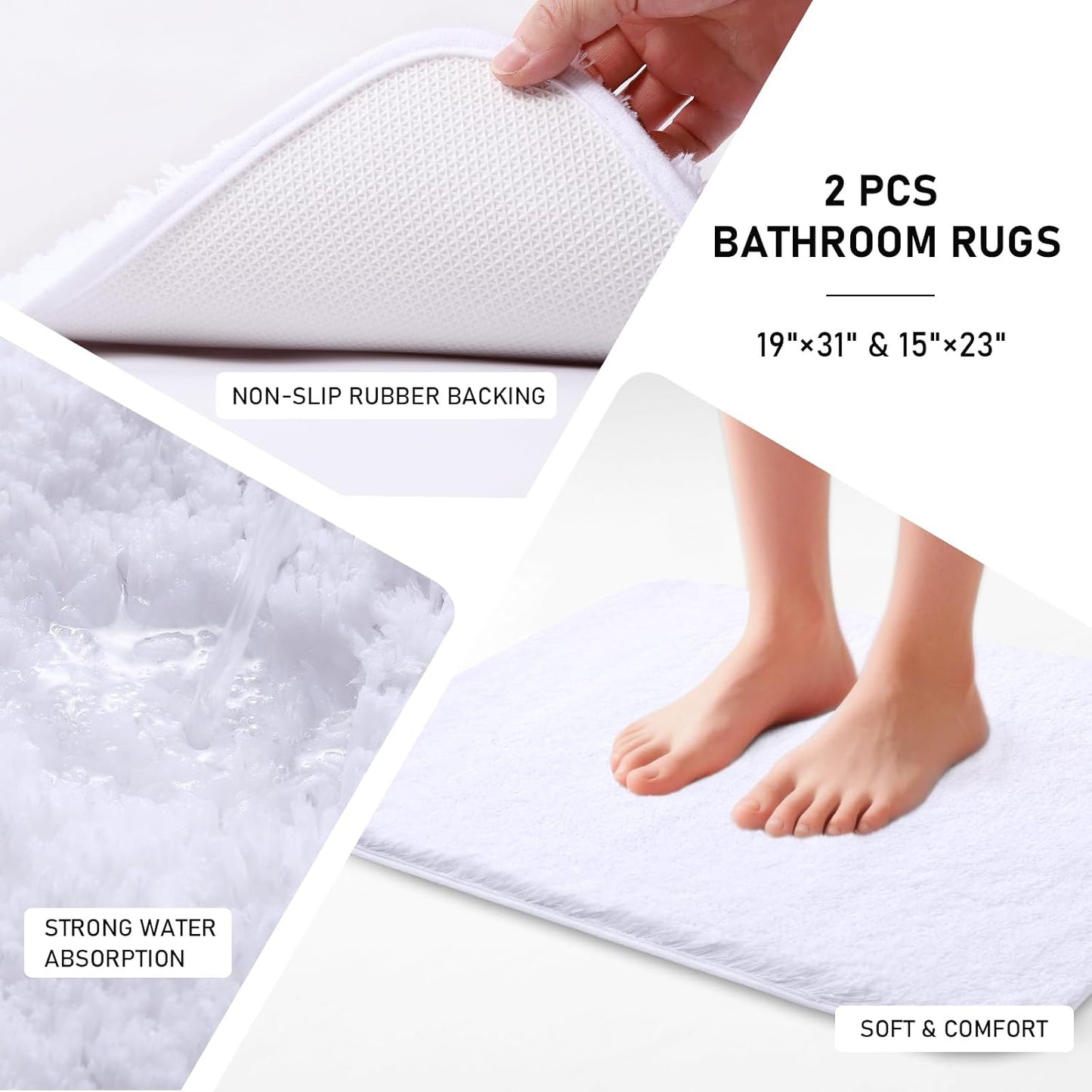 XLHOMO 11PCS Bathroom Sets with Shower Curtain and Rugs Bathroom Accessories Set White Bathroom Set,Soap Dispenser &