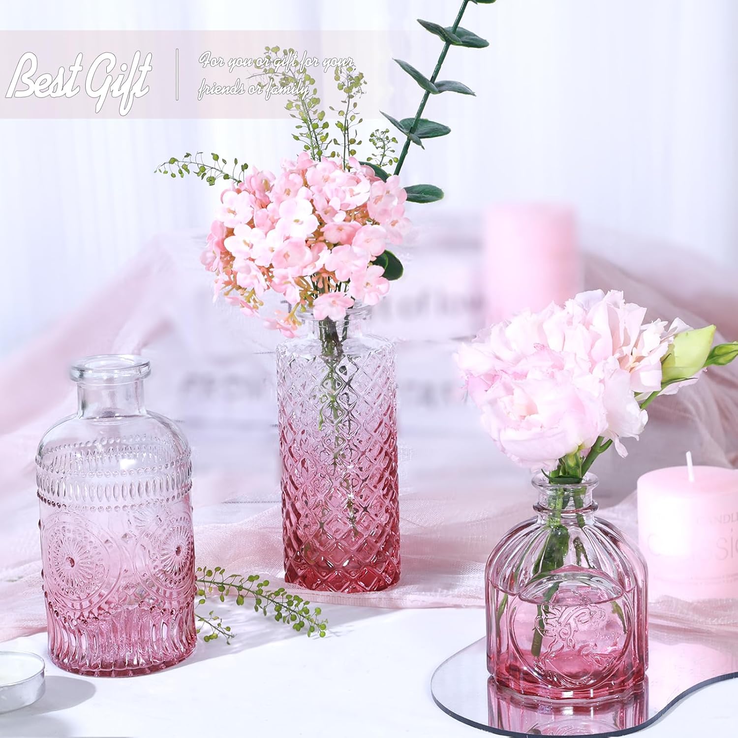 Mini Vintage Vase / Pink / Set of 5