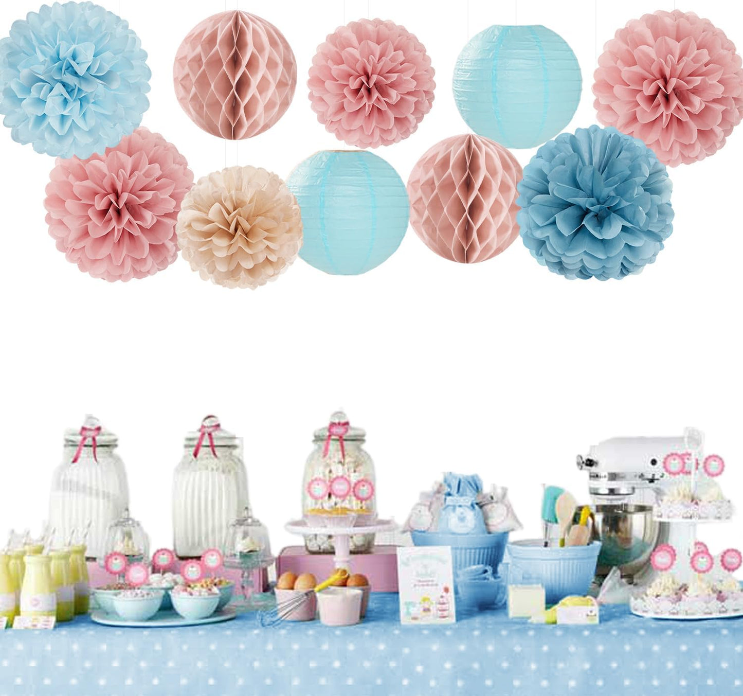 Party-Decorations Paper Lanterns / Dusty-blue Pink