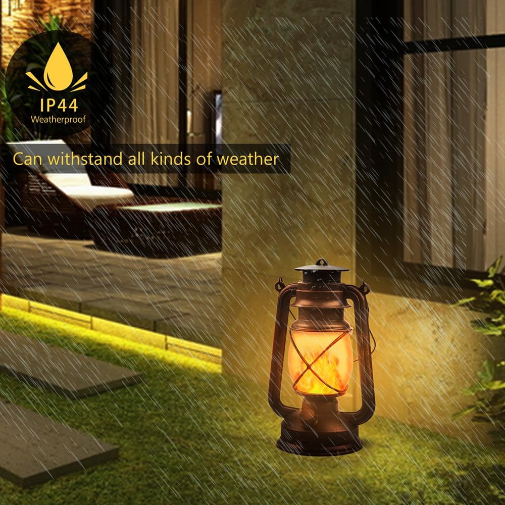 Marlrin USB Rechargeable Lanterns 2 Pack with Remote Control 4 Modes Lights | Vintage Hanging Lanterns Outdoor