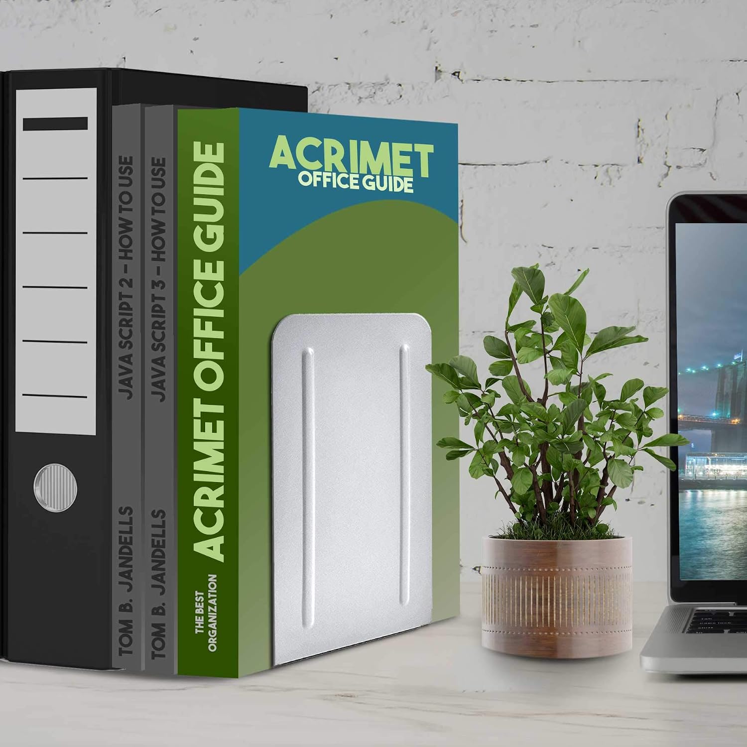 Steel Metal Book Ends Storage / 10 Cm x 11,5 Cm x 17,5 Cm / White