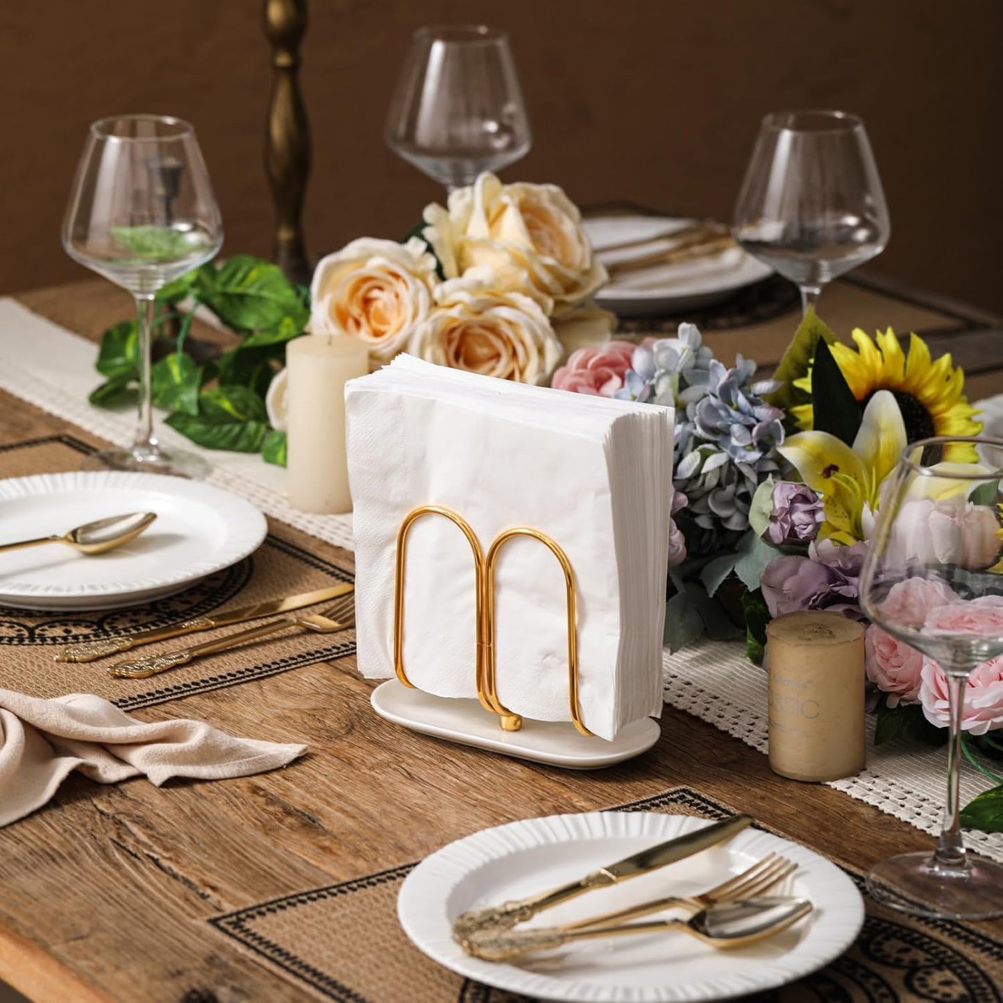 Modern Disposable Hand Guest Towel Holder / Gold