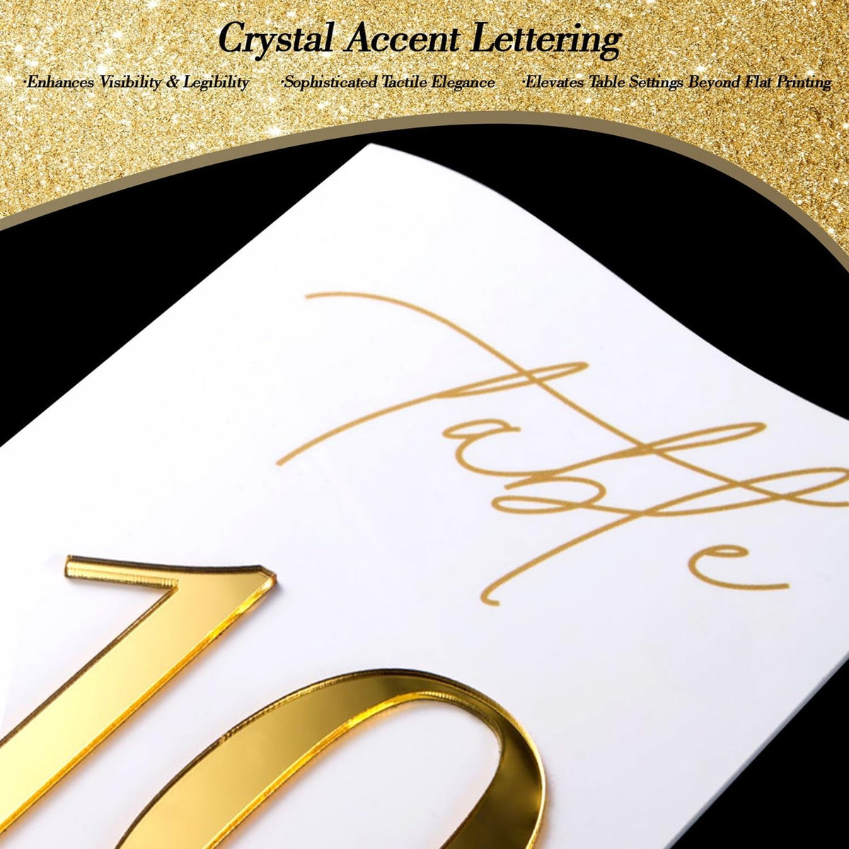Gold Mirrored Acrylic Wedding Table Numbers 1-10 Set, Self-Standing Modern Arched Signs for Reception Seating