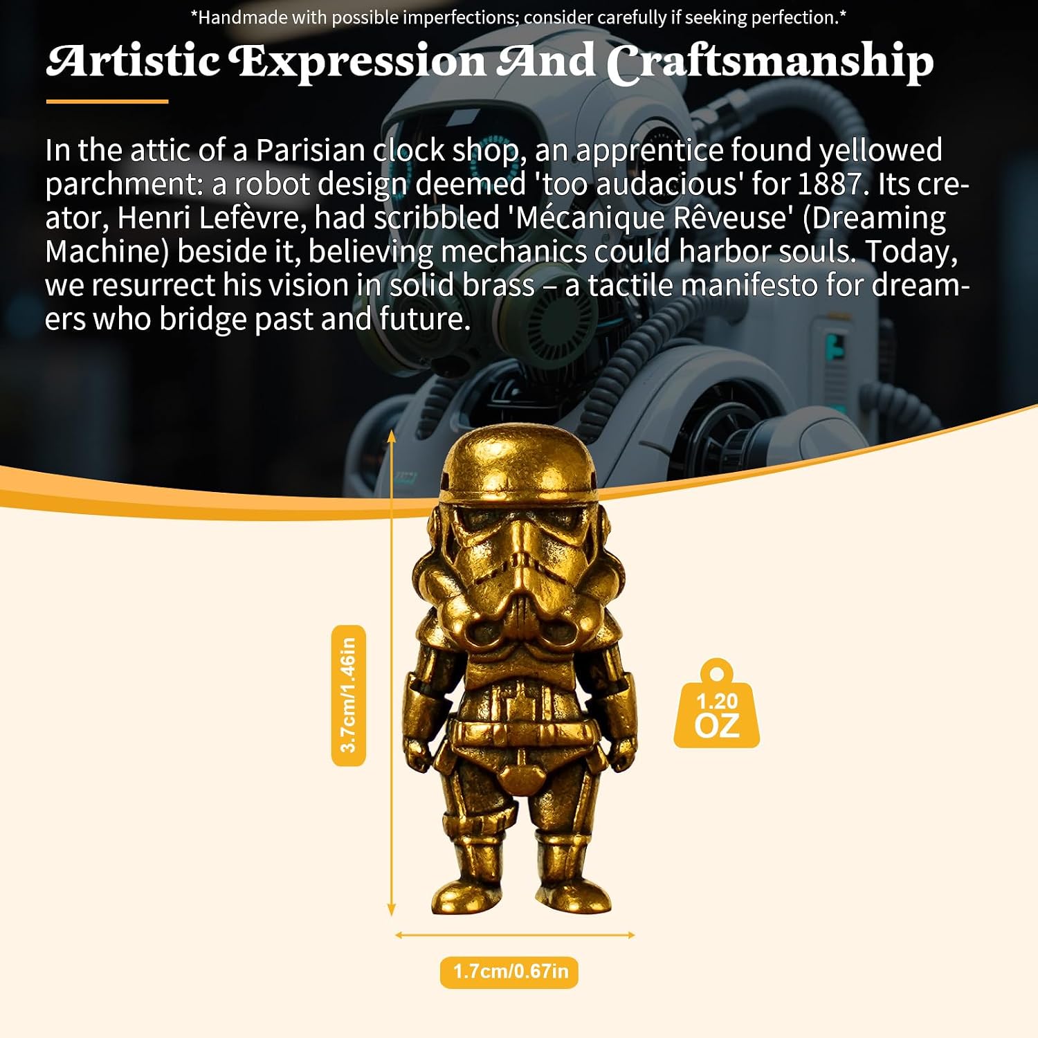 Antique Brass Robot Figurine / Biochemical Robot
