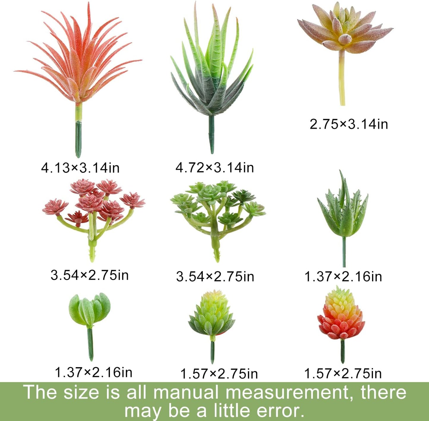 Mini Artificial Succulent Plant / Green Small / Set of 18