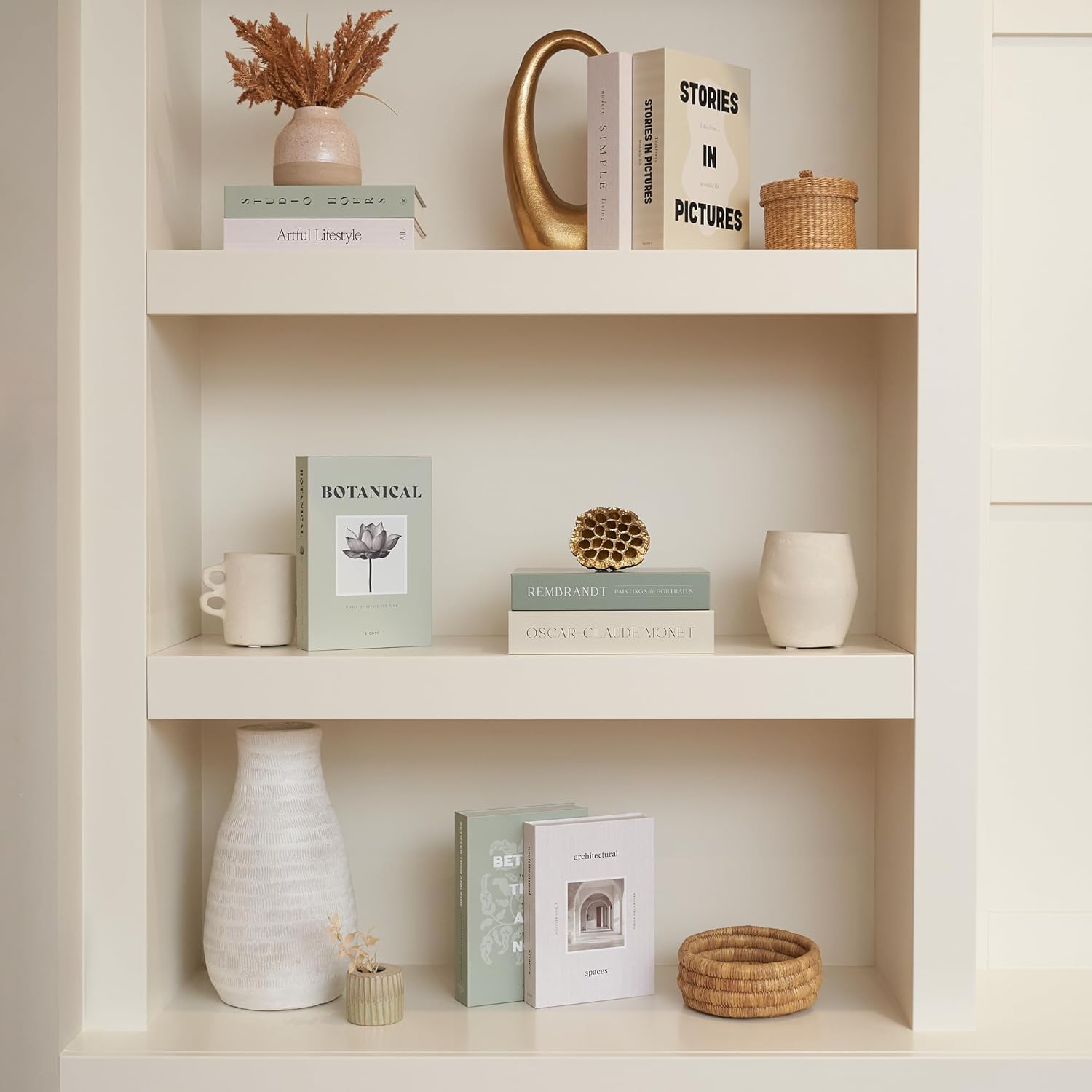 Decorative Books / Boxes Coffee Table / Sage / Set of 9