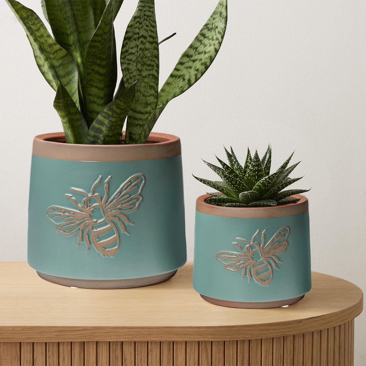 Planter / Flower Pots Indoor Succulent / 6+4 Inch / Turquoise Bee