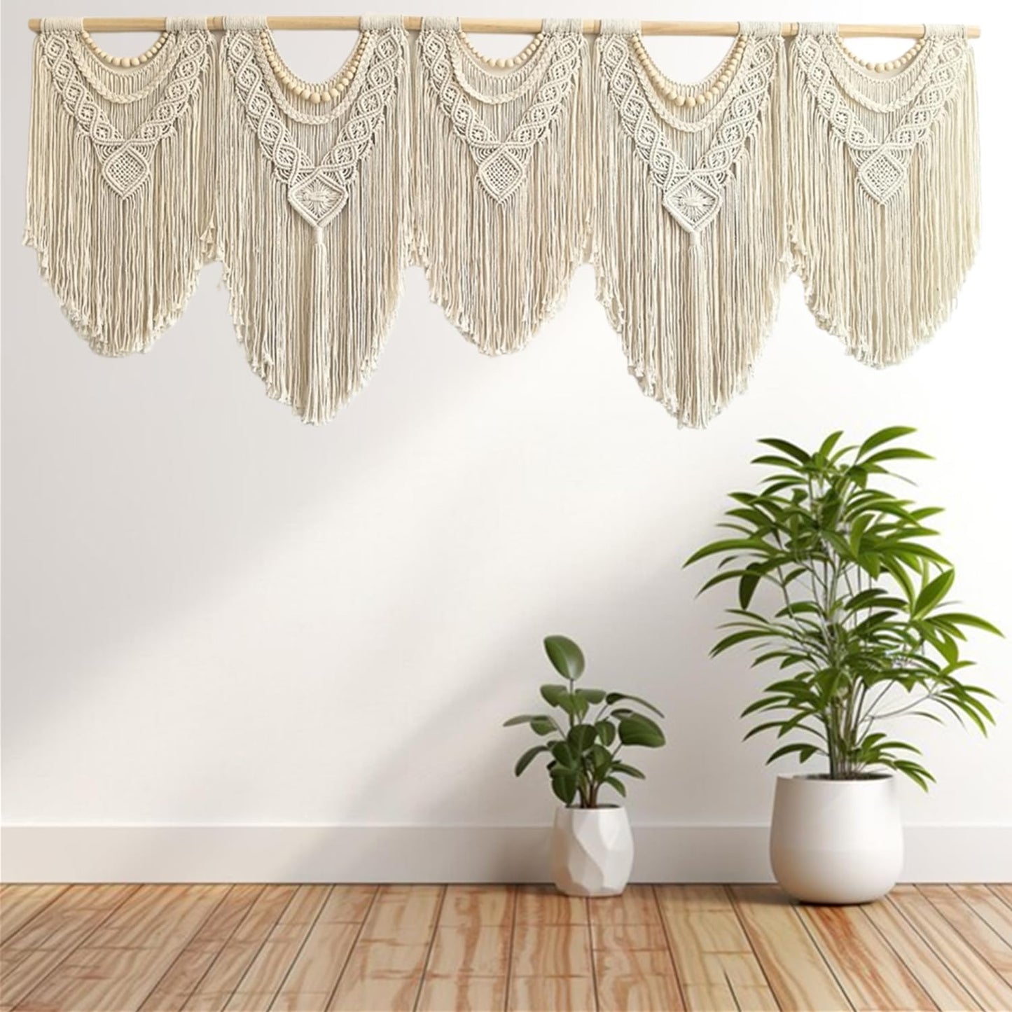 Extral Large macrame wall hanging / Wood Bead-b