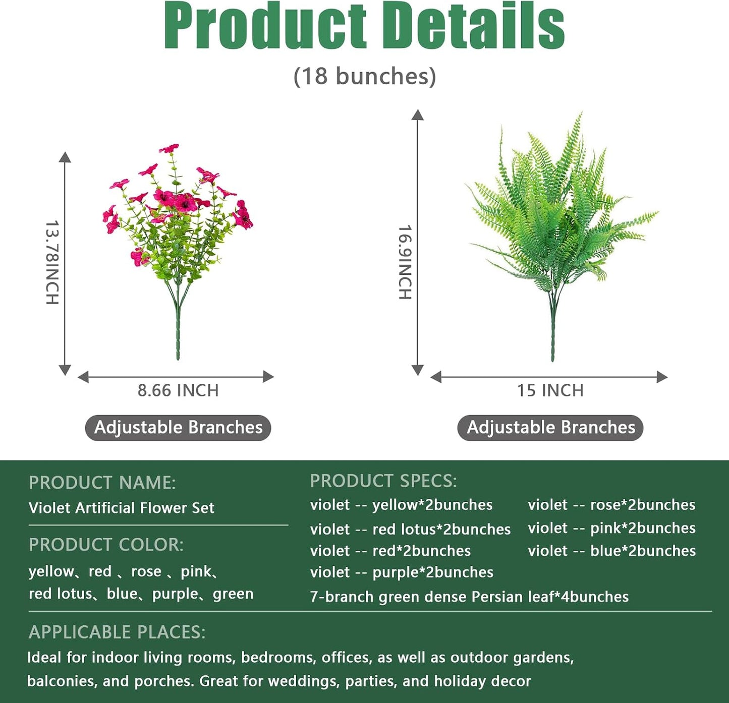 Artificial Flowers / UV Resistant fake Plants Flowers Bundles