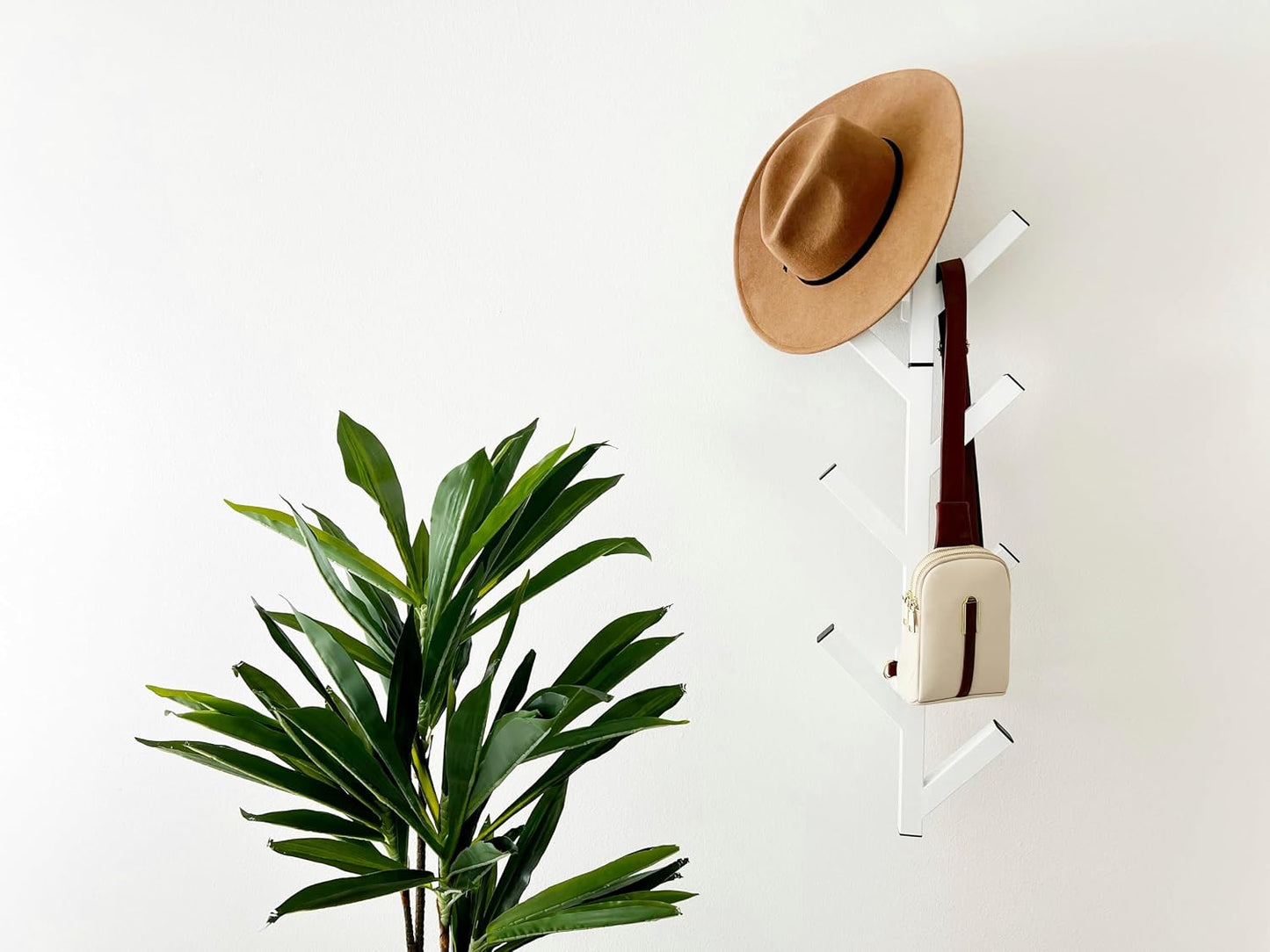 Coat Rack & Hat Rack – Modern Design – Wall Mounted – Stylish – (White)