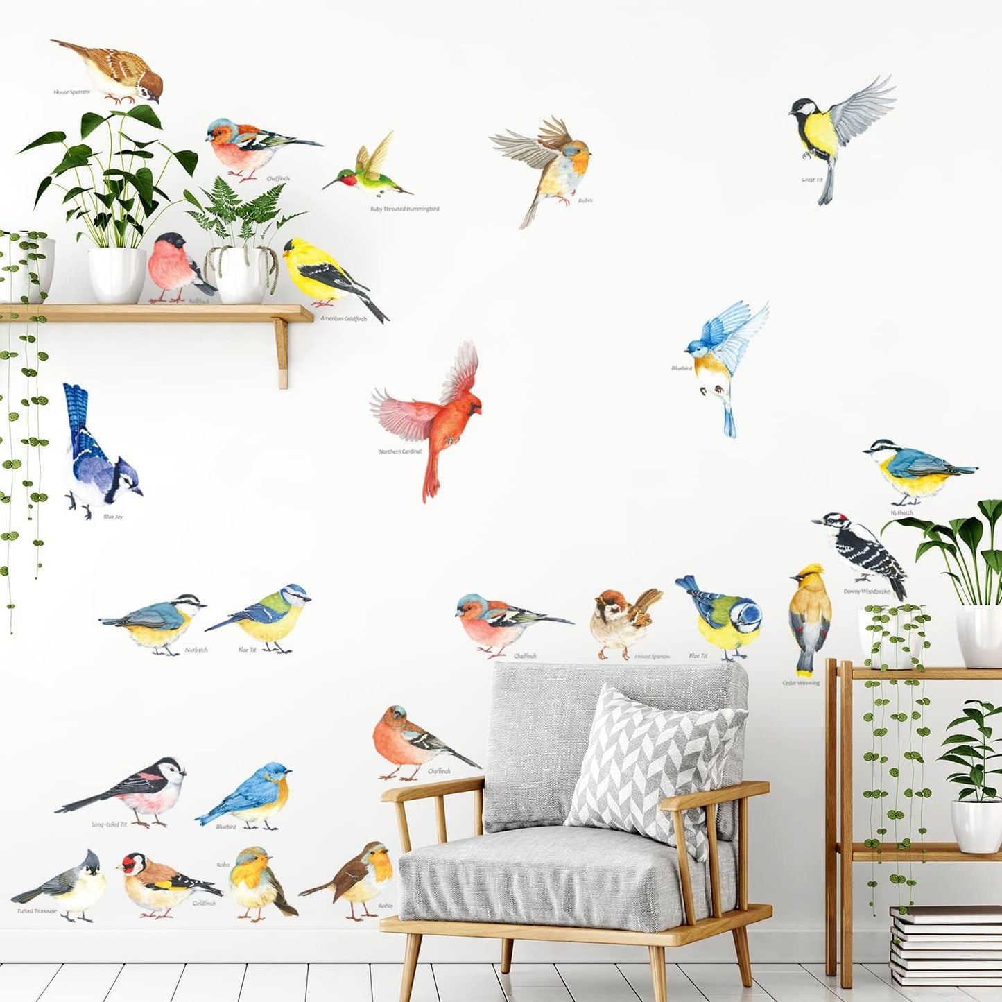 DS4-8063 25 Little Birds Wall Art Decals Stickers Kids Peel and Stick Removable Nursery Bedroom