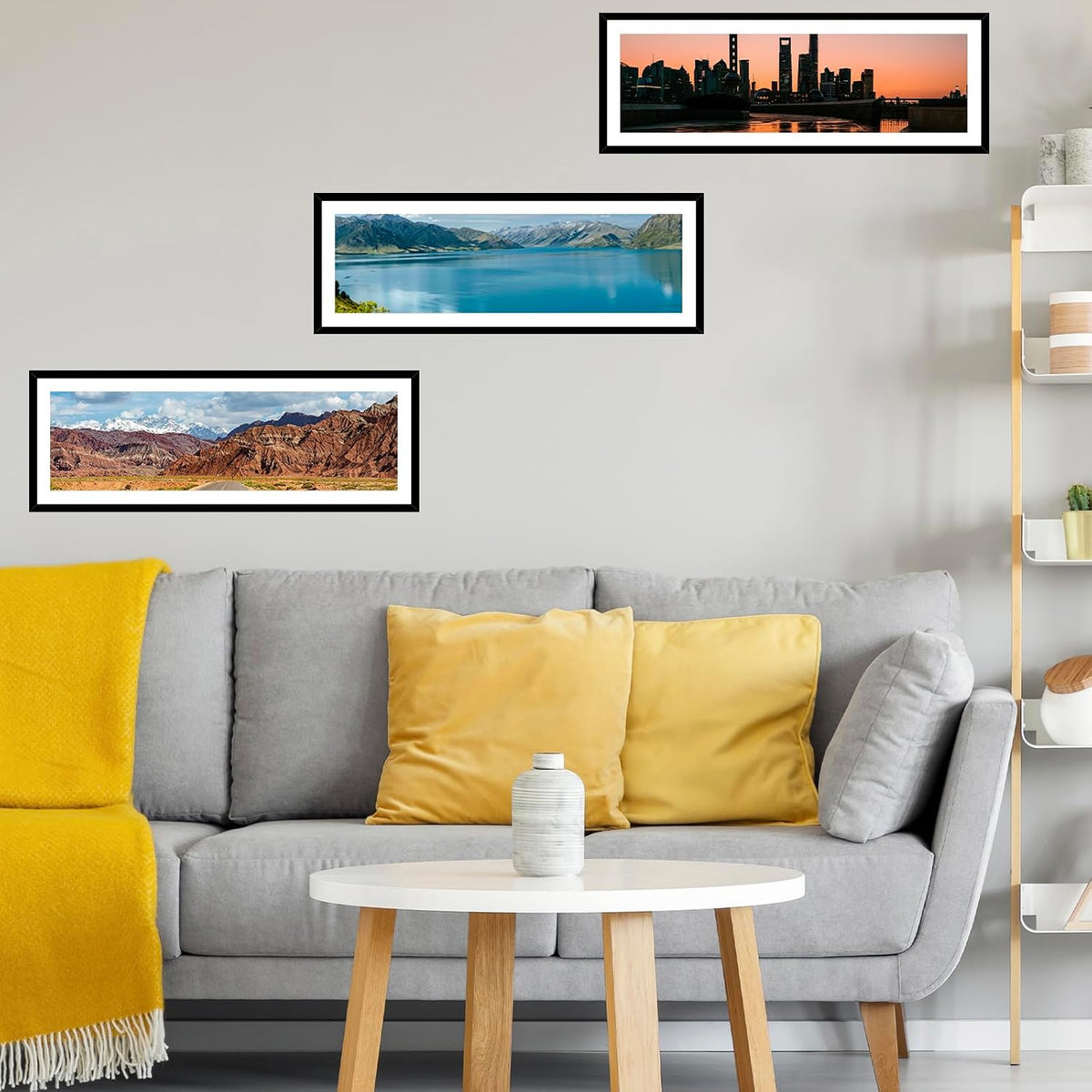 JCJMY 12x30 Picture Frame with 9x27 Mat Set of 4, Display Photo 9x27 with Mat or 12 x 30 Without Mat, Wall Hanging