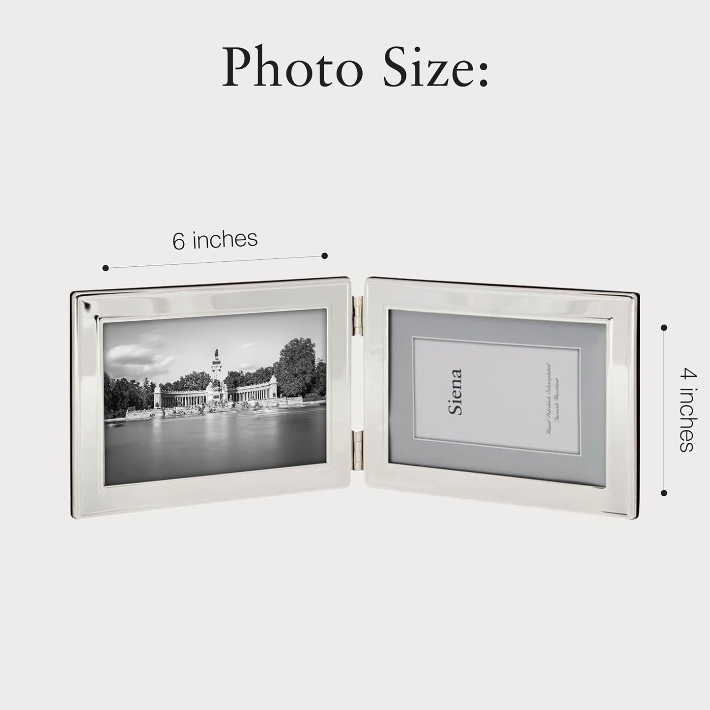 Siena Double Border Plain Silver Picture Frame, Tarnish Resistant Finish, Perfect Photo Frame for any End Table