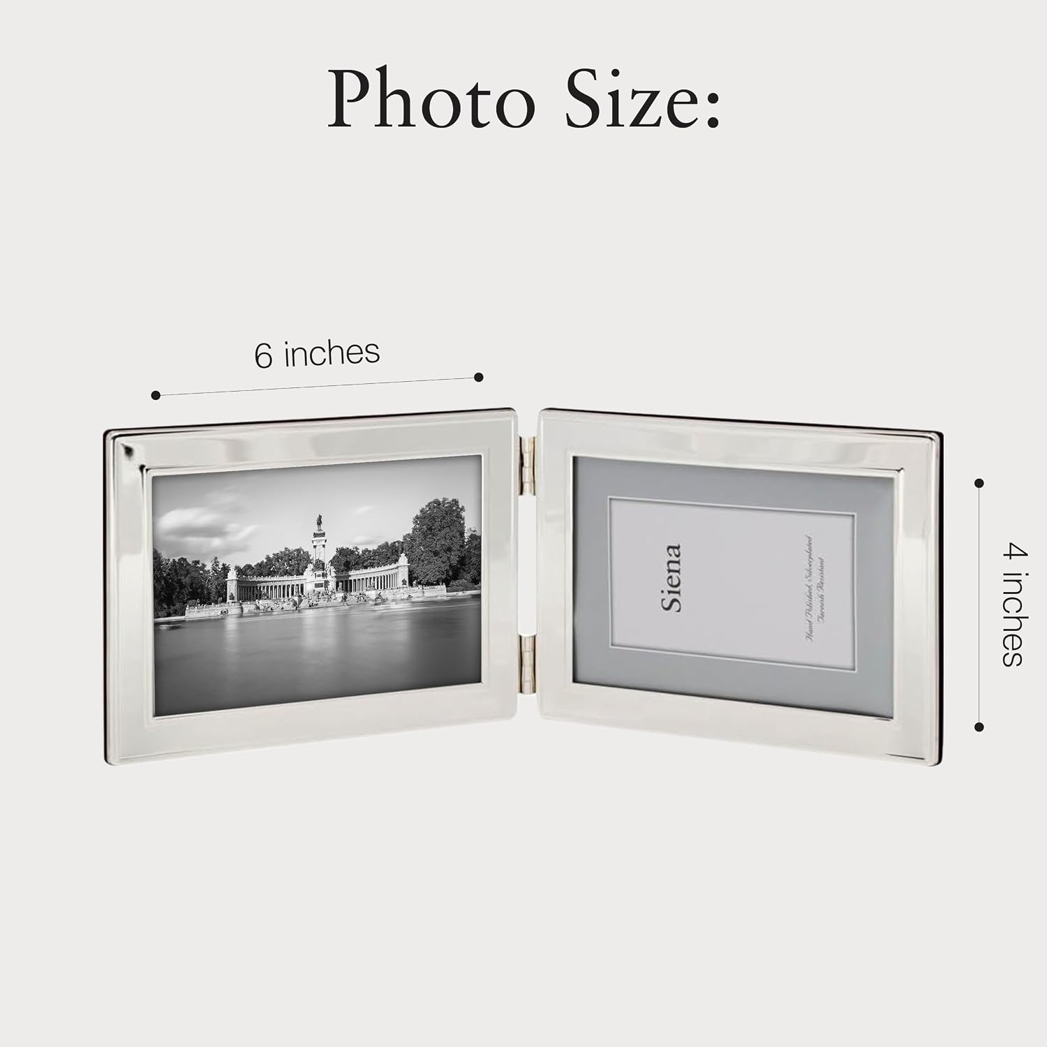 Siena Double Border Plain Silver Picture Frame, Tarnish Resistant Finish, Perfect Photo Frame for any End Table