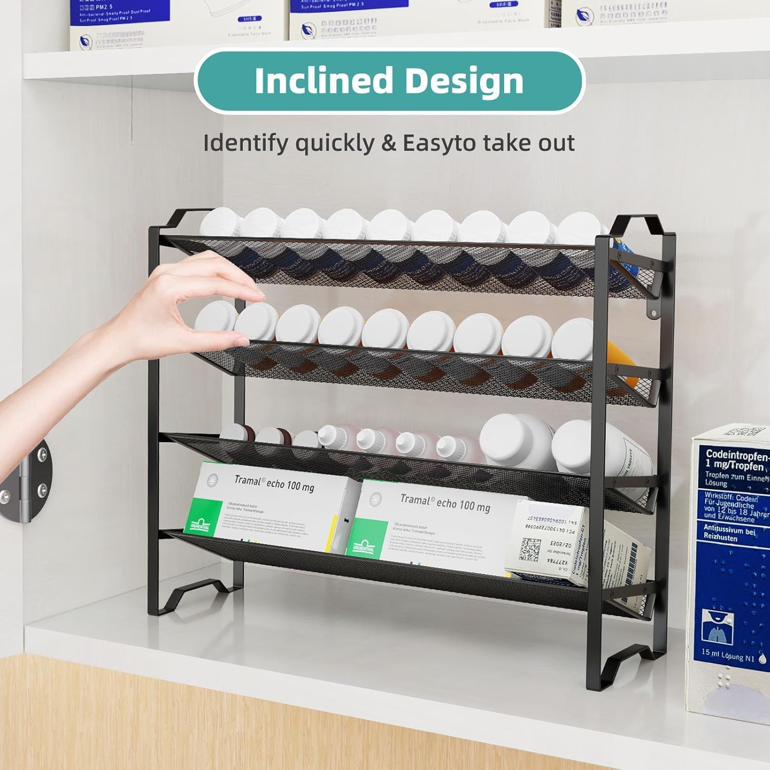 Simple Trending 2 Pack 4 Tier Spice Rack Organizer, Stackable Kitchen Counter Shelves, for Cabinet, Countertop, Pantry