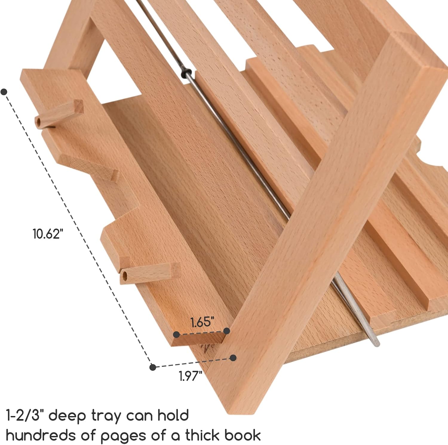 MEEDEN Book Stand with Page Holder Clips: 13.39" x 9.25" Cookbook Holders | Adjustable Foldable Solid Beechwood MacBook
