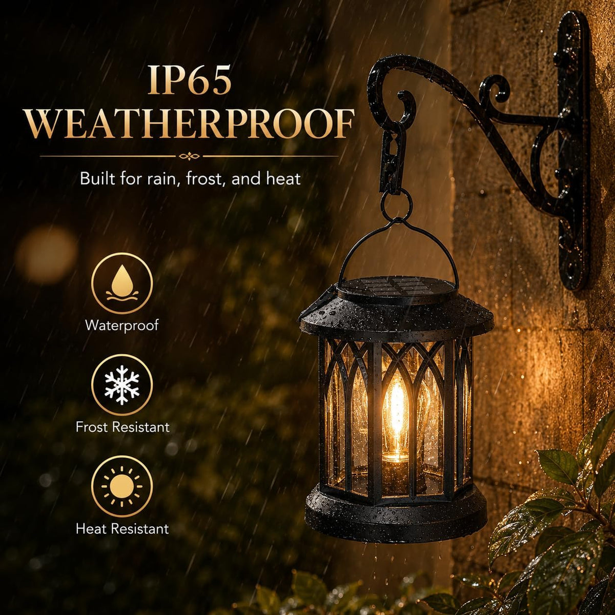 Solar Lanterns Outdoor Waterproof 2 Pack, Hanging Solar Lights with 2700K Warm LED Light, IP65 Solar Powered Lanterns