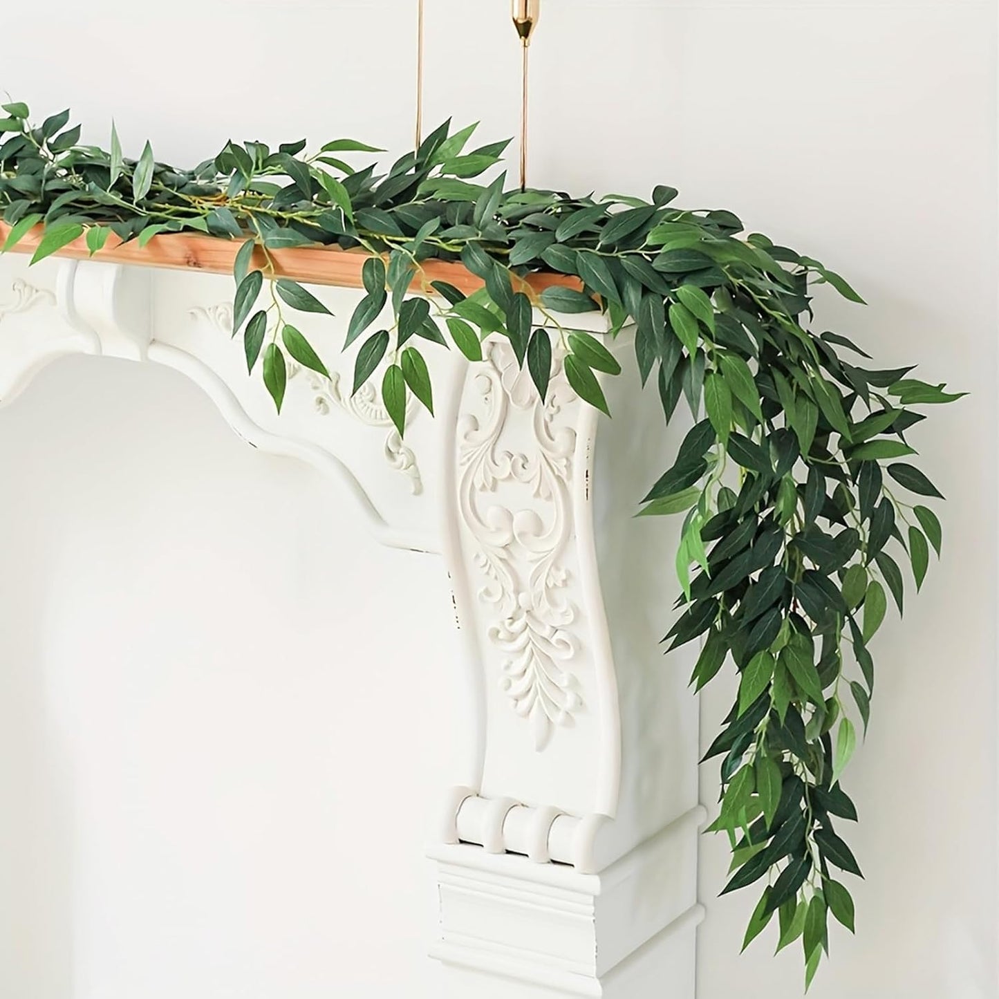 Artificial Willow Leaves Vine Twigs Fake Hanging Plant / Dark Green Willow Vine / 6 Inch / Set of 2