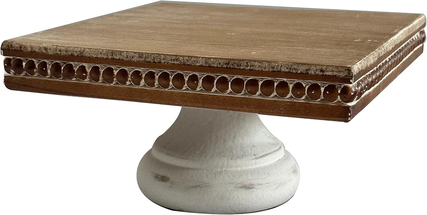 Shabby Chic Pedestal Tray Decor / White / 8.25 Inch