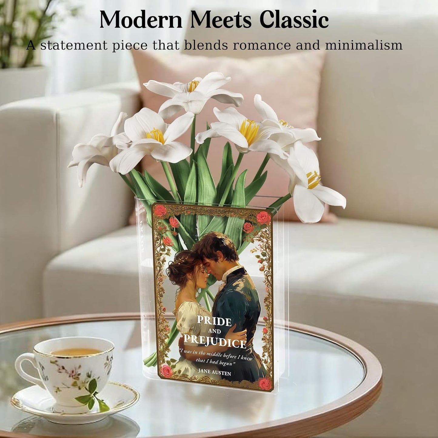 Acrylic Book-Shaped Flower Vase / Pride and Prejudice