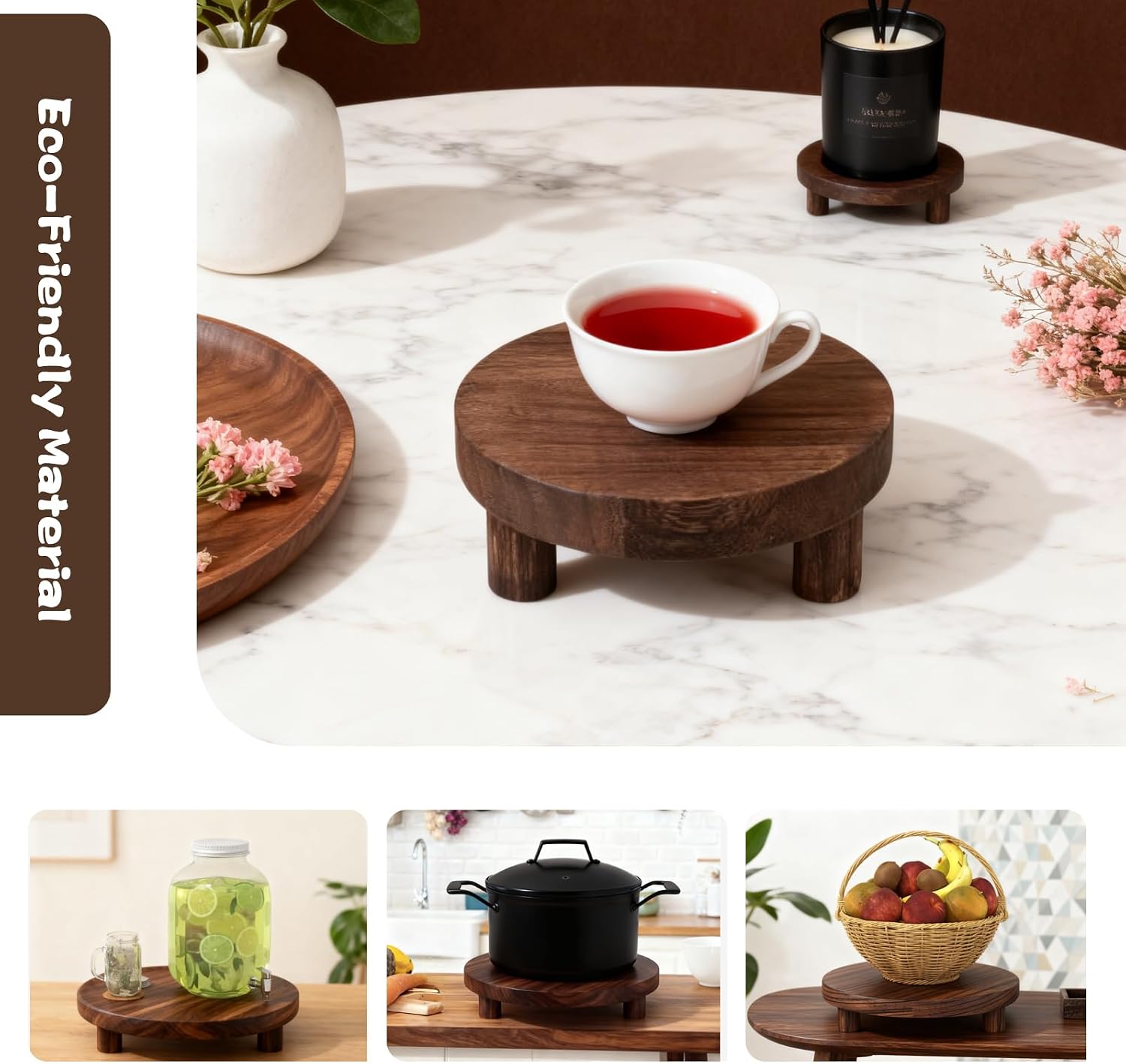 Wood Display Stand / Brown / Set of 3