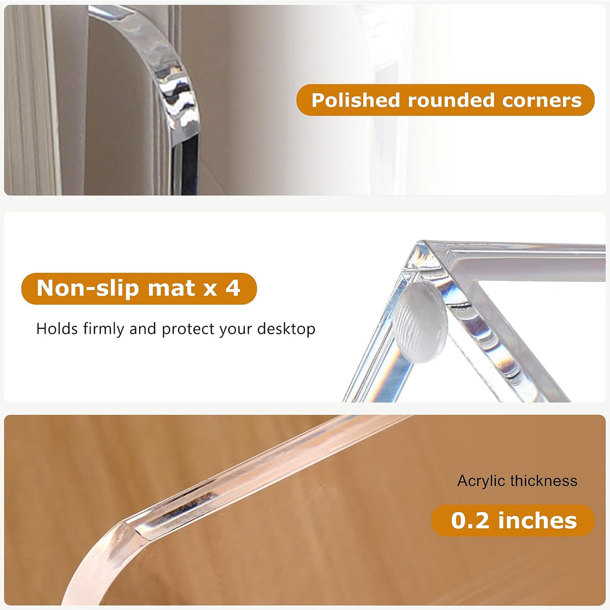SANRUI Acrylic File Organizer, Clear Magazine Holder with 3-Section, A4 | Desk Organizer with 2.76"-Wide Compartments
