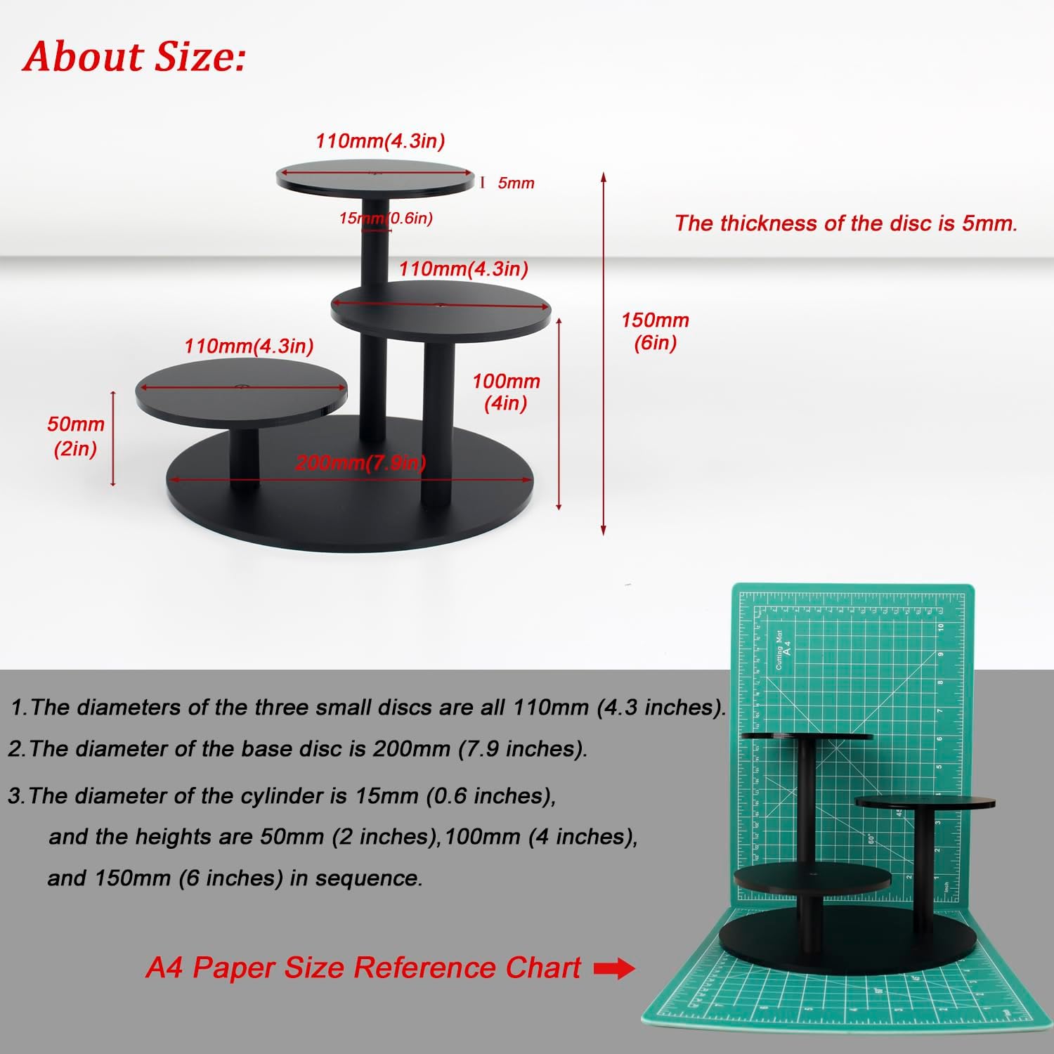 Frosted Acrylic Table Display Stand for Figure Small Display Risers for Succulent Plants 3 / Black