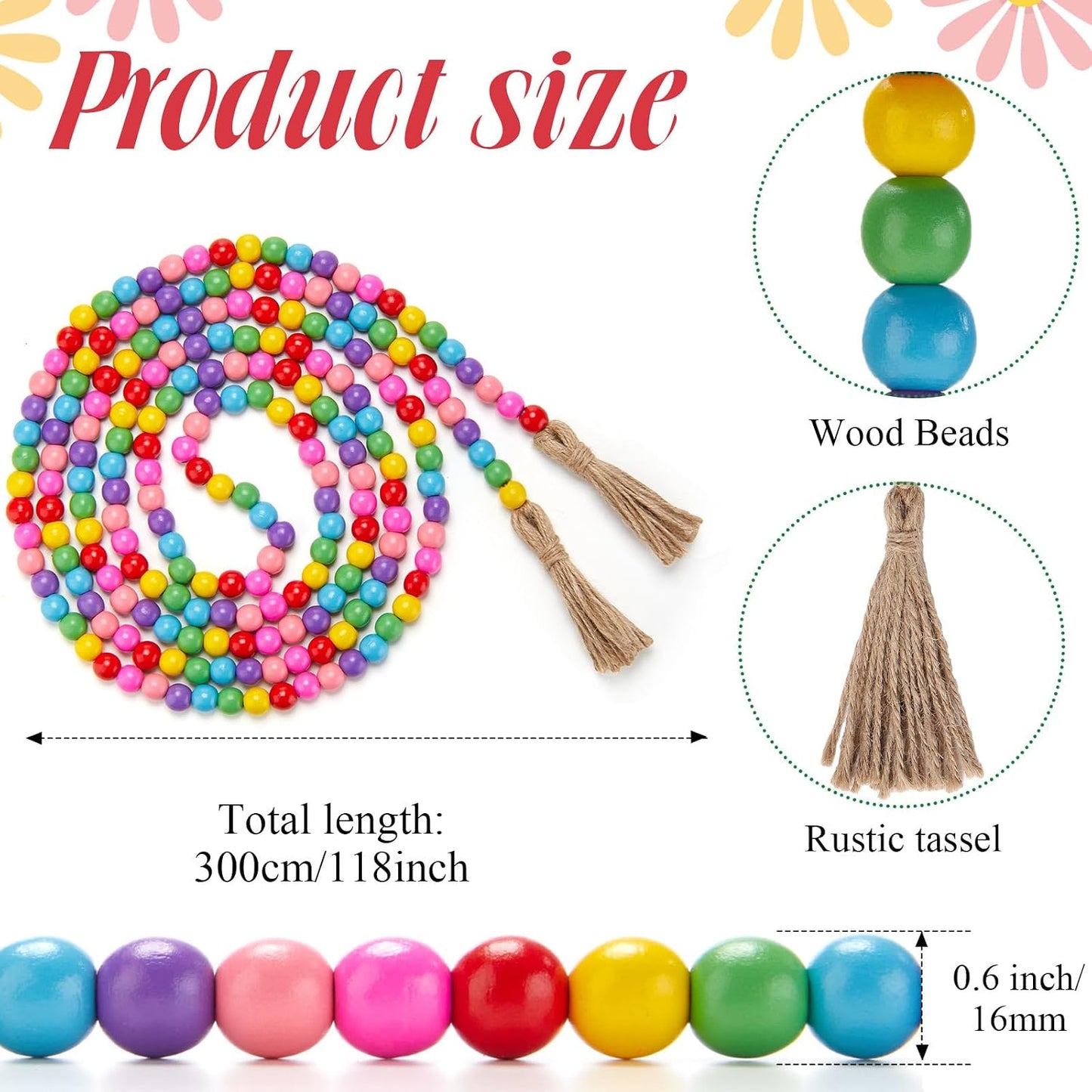 Wooden Bead Garland / Candy Colors