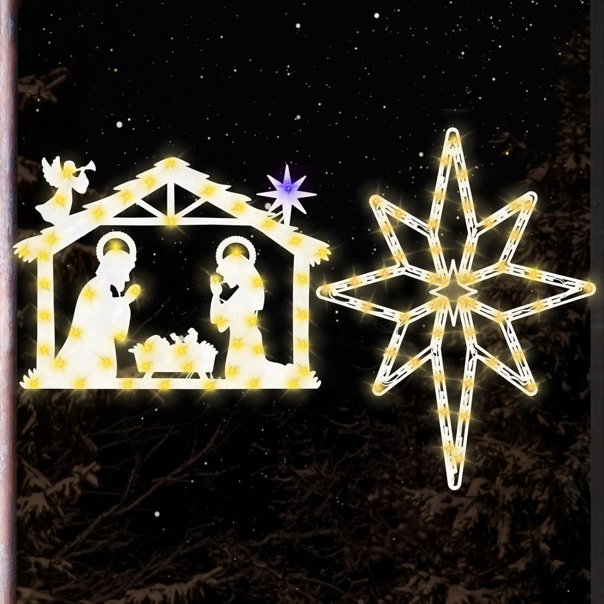 TRWYMZ Christmas Decorations - 16" Christmas Window Silhouette Lights