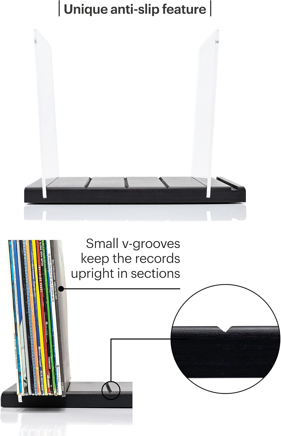 Premium Vinyl Record Holder - a Mid-Century Style Record Holder for Albums, 50-60 LP Capacity - with a Now-Playing