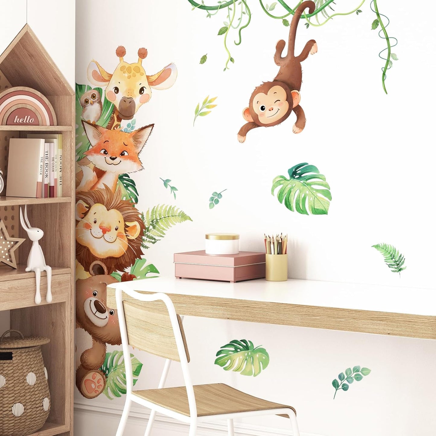 Jungle Animals Wall Stickers Cartoon Safari Animal Wall Decals Fox Bear / Vertical-6 Forest Animals