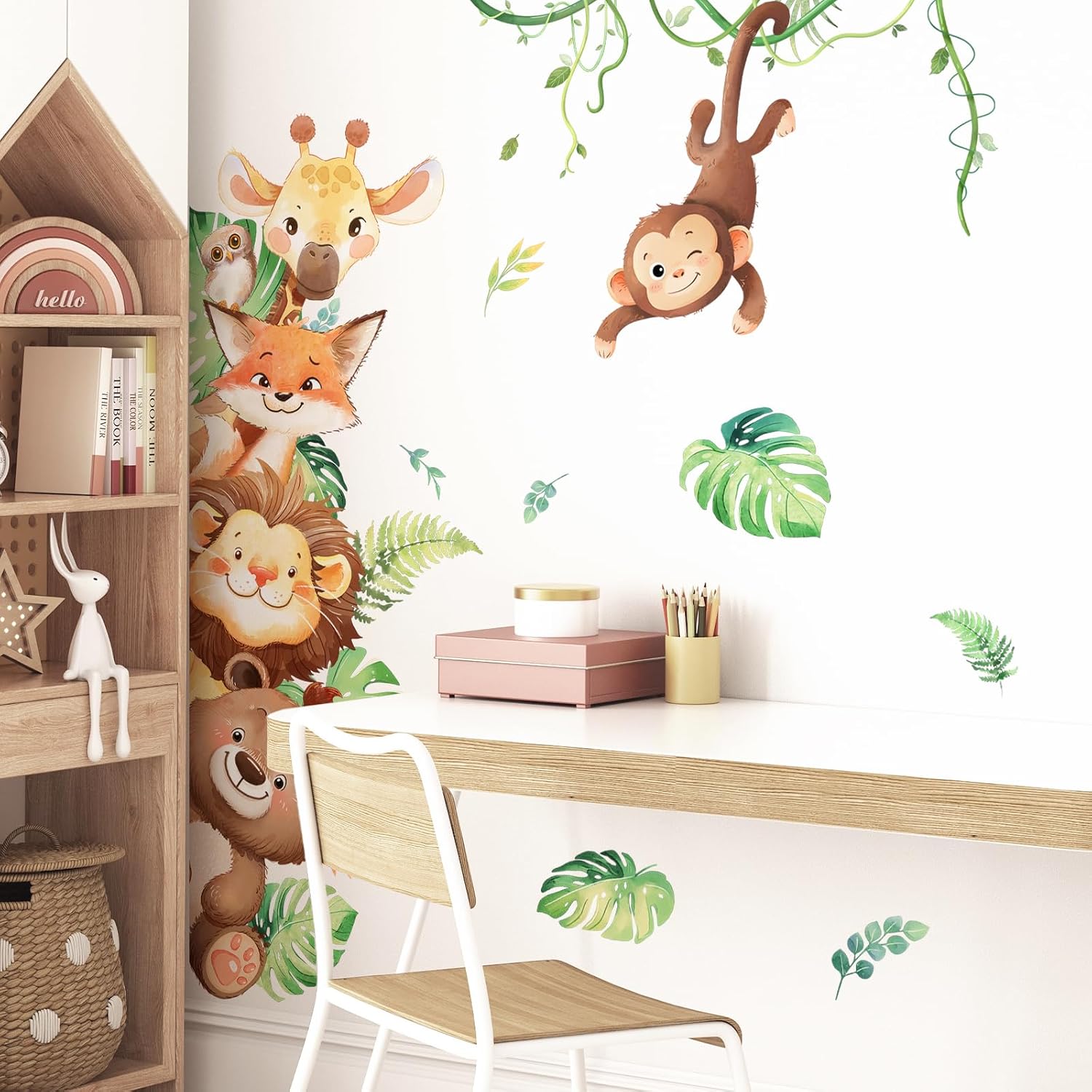 Jungle Animals Wall Stickers Cartoon Safari Animal Wall Decals Fox Bear / Vertical-6 Forest Animals