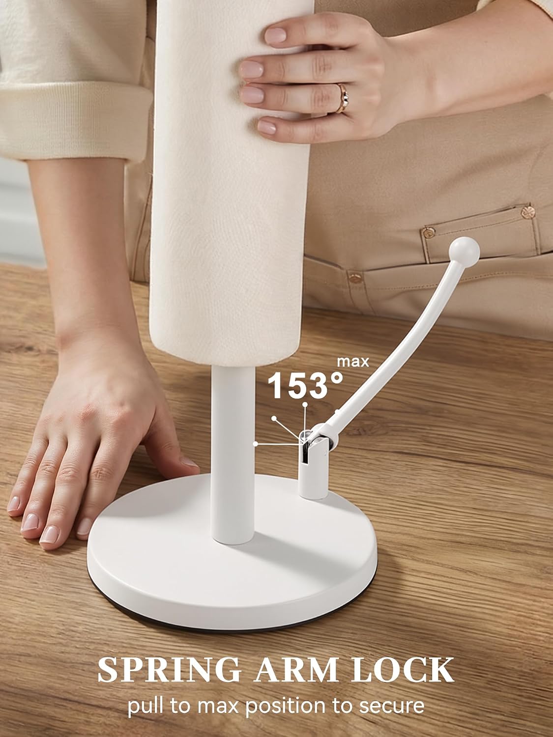 SMARTAKE Paper Towel Holder Countertop, Non-Slip Weighted Base, White | Freestanding Kitchen Roll Dispenser, Rustproof