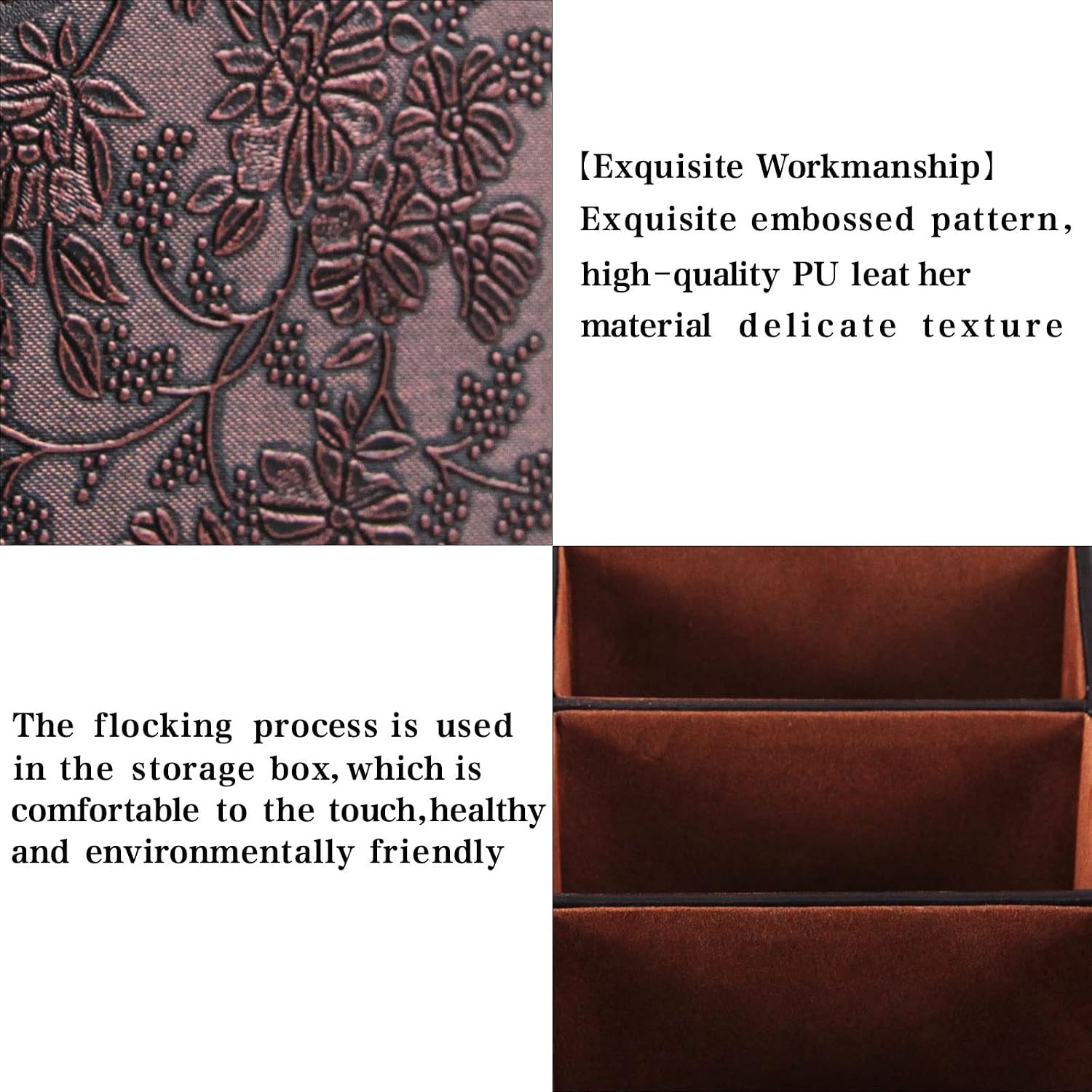PU Leather Remote Control Holder Storage Container for TV Remote / 2packbrown / Brown / Set of 2