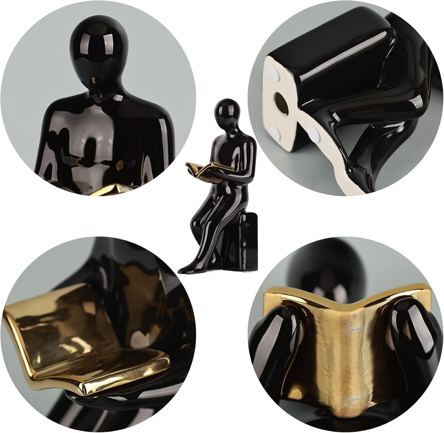 Elegant Ceramic Bookends / Gold Book
