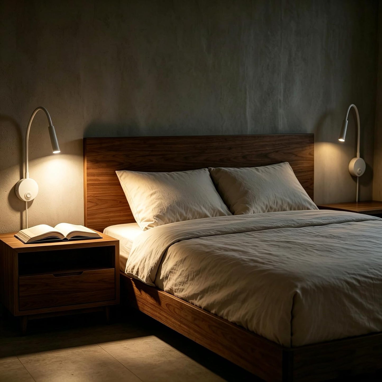 2-Pack Bed Reading Light Wall Mount Lamp, Flexible Neck Reading Lamps, Warm White 3000K Spot Light for Hotel, Marine