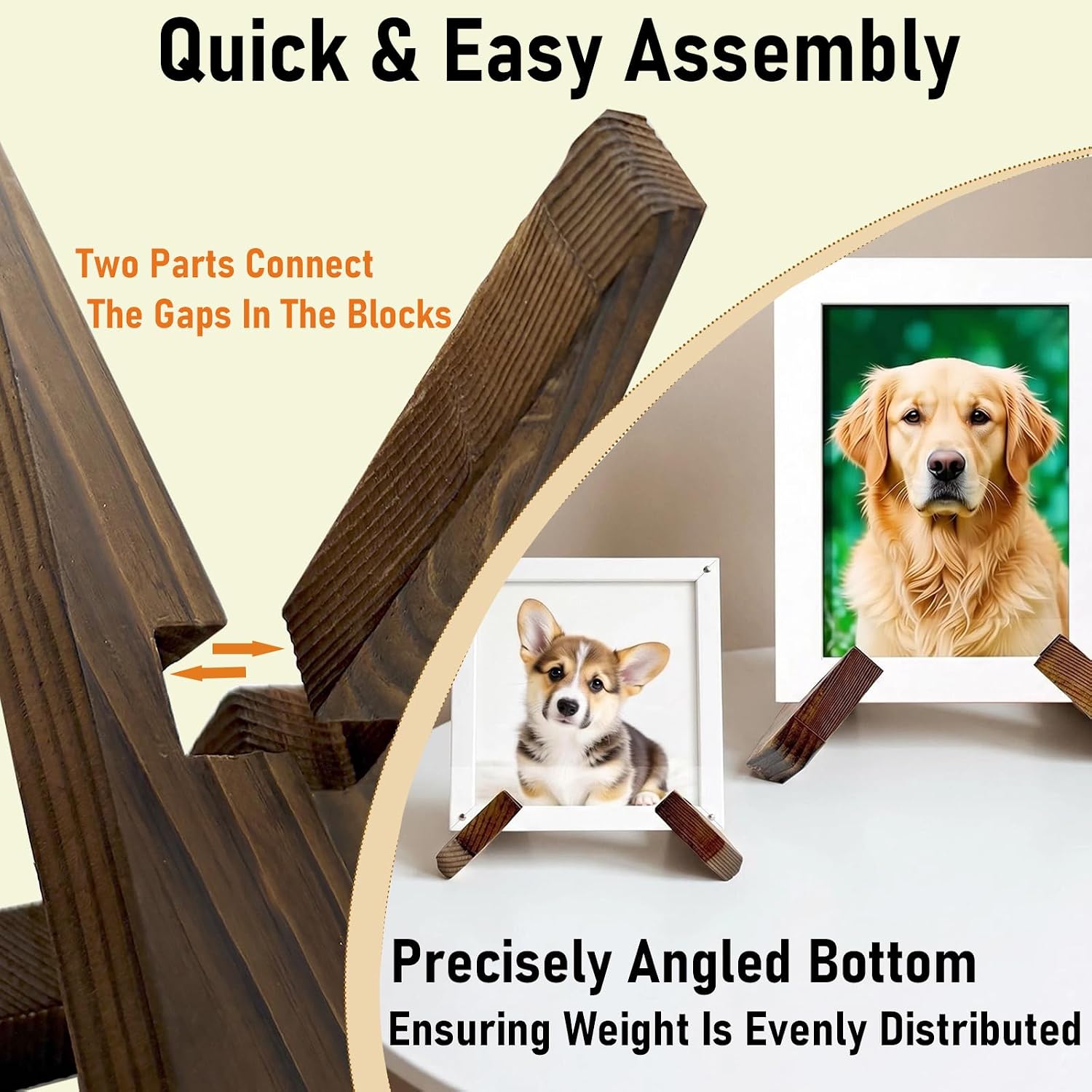 Plate Stands for Display Bowl Wooden Picture Frame Holder Cookbook Stand Decorative Table / 6.5 Inch