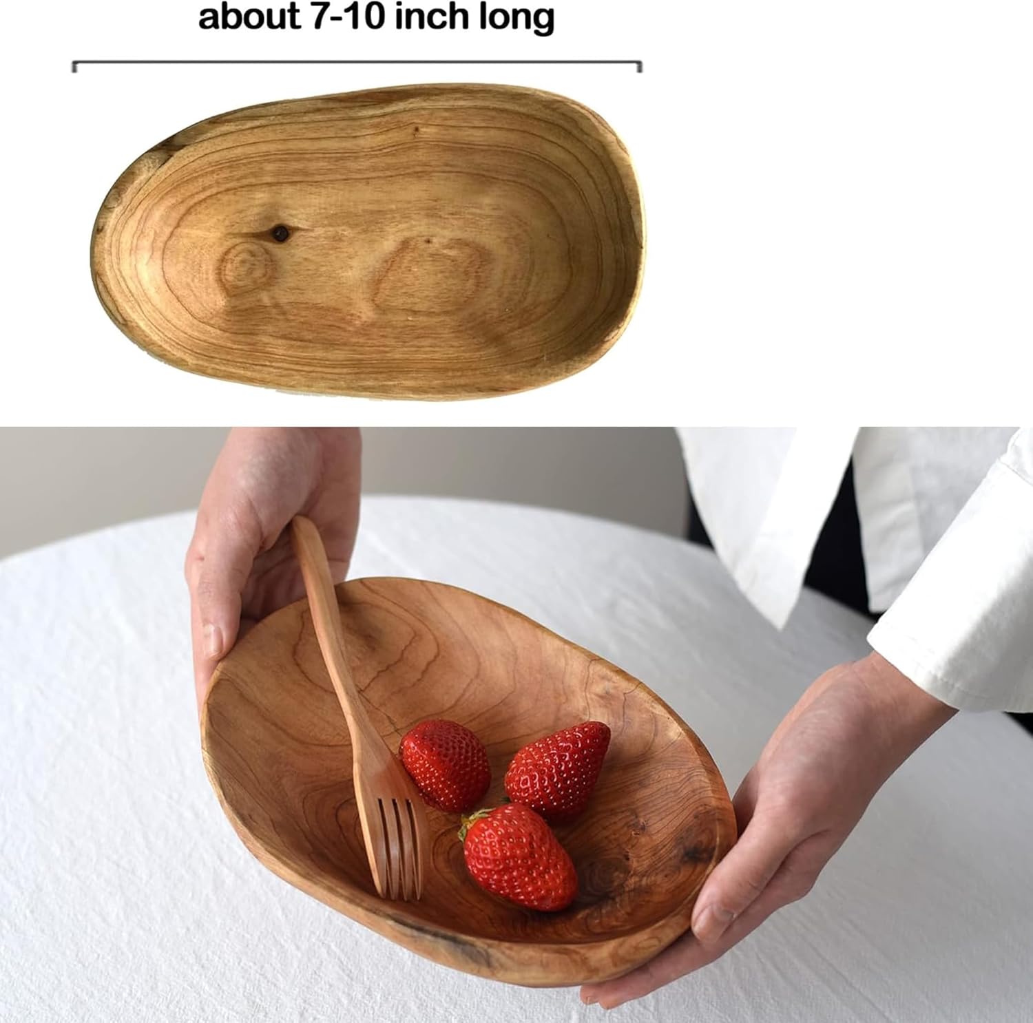 Small Hand-Carved Wooden Dish / 7-10 Inches / Natural