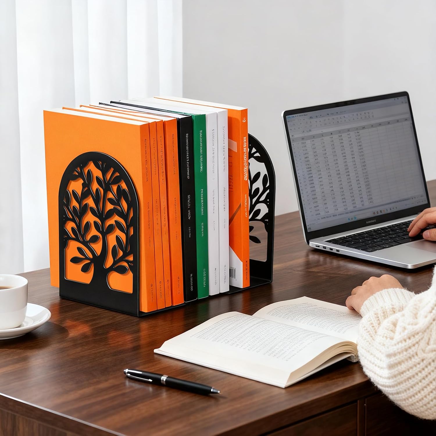 7 Pair Metal Book Ends for Heavy Books / Black